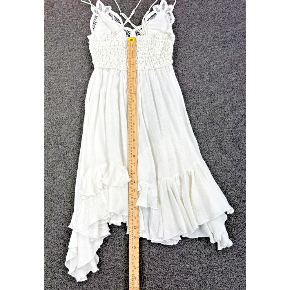 Free People One Adella Slip Dress crochet lace handkerchief hem charcoal size XS - Picture 6 of 9